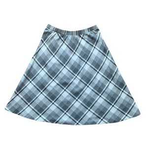 Vintage 80s 90s plaid grey, white and black wool blend skirt